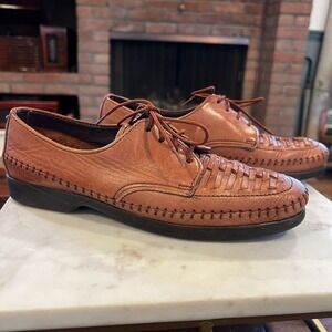 Vintage Dexter Classics Woven Brown Leather Lace up Huaraches Womens 8 N Narrow